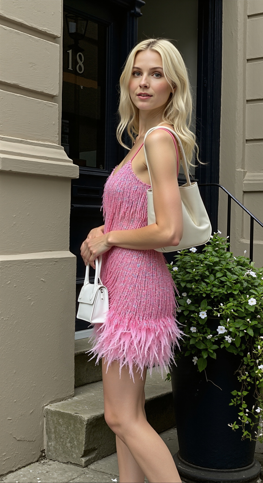 Alanah | Feather Fringe Sequin Dress with spaghetti straps