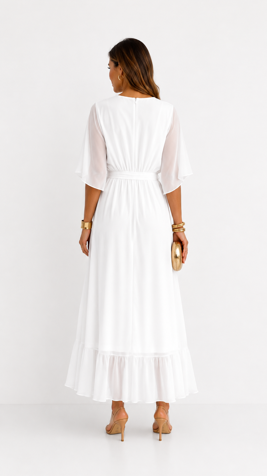 Women's Tie Waist V-Neck Wrap Dress – Flowy Cocktail Occasion Dress