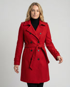 Women's Full Length Double-Breasted Coat – Tailored Lapel Overcoat