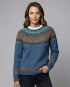 Women's Vintage Nordic Sweater – Icelandic Pattern Crew Neck Pullover