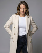 Women's Double-Breasted Winter Overcoat – Tailored Long Sleeve Coat