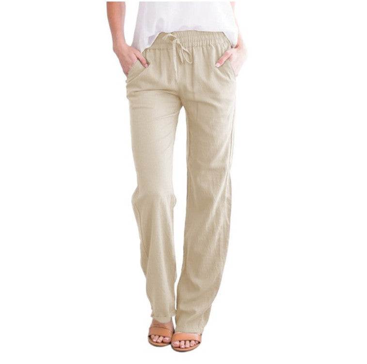 Women's Lightweight Pull-On Pants – Elastic Waist Straight Leg Trousers