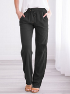 Women's Lightweight Pull-On Pants – Elastic Waist Straight Leg Trousers