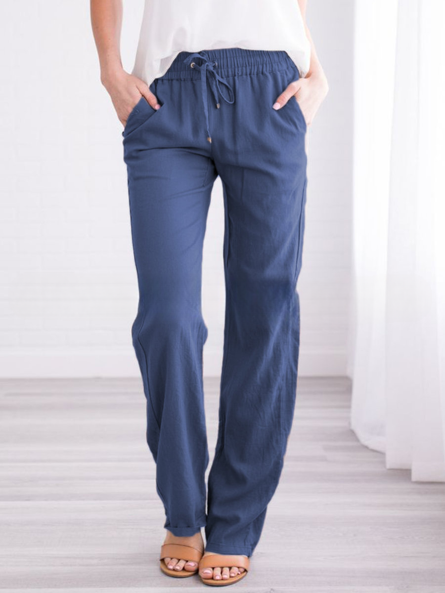 Women's Lightweight Pull-On Pants – Elastic Waist Straight Leg Trousers