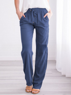 Women's Lightweight Pull-On Pants – Elastic Waist Straight Leg Trousers