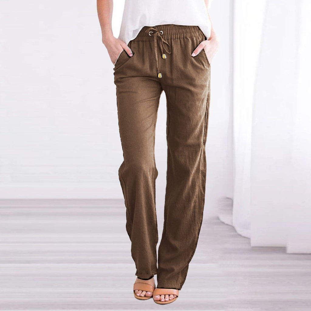 Women's Lightweight Pull-On Pants – Elastic Waist Straight Leg Trousers