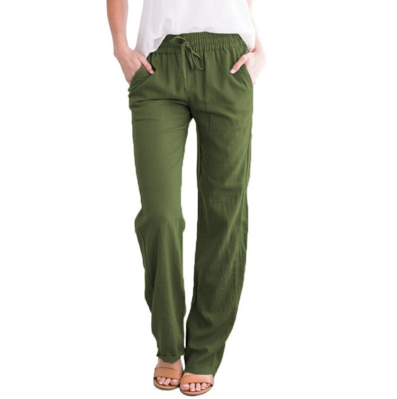 Women's Lightweight Pull-On Pants – Elastic Waist Straight Leg Trousers