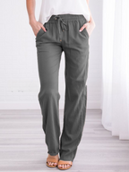 Women's Lightweight Pull-On Pants – Elastic Waist Straight Leg Trousers