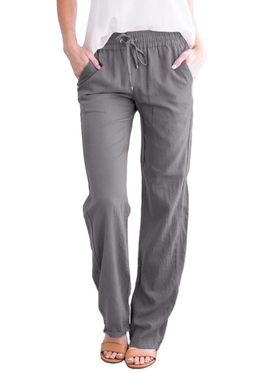 Women's Lightweight Pull-On Pants – Elastic Waist Straight Leg Trousers
