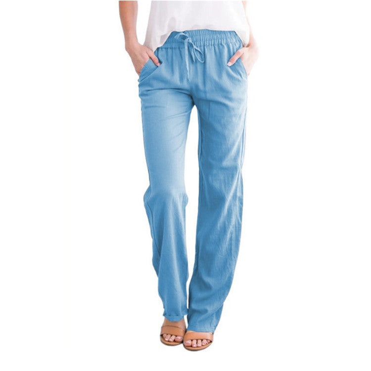 Women's Lightweight Pull-On Pants – Elastic Waist Straight Leg Trousers