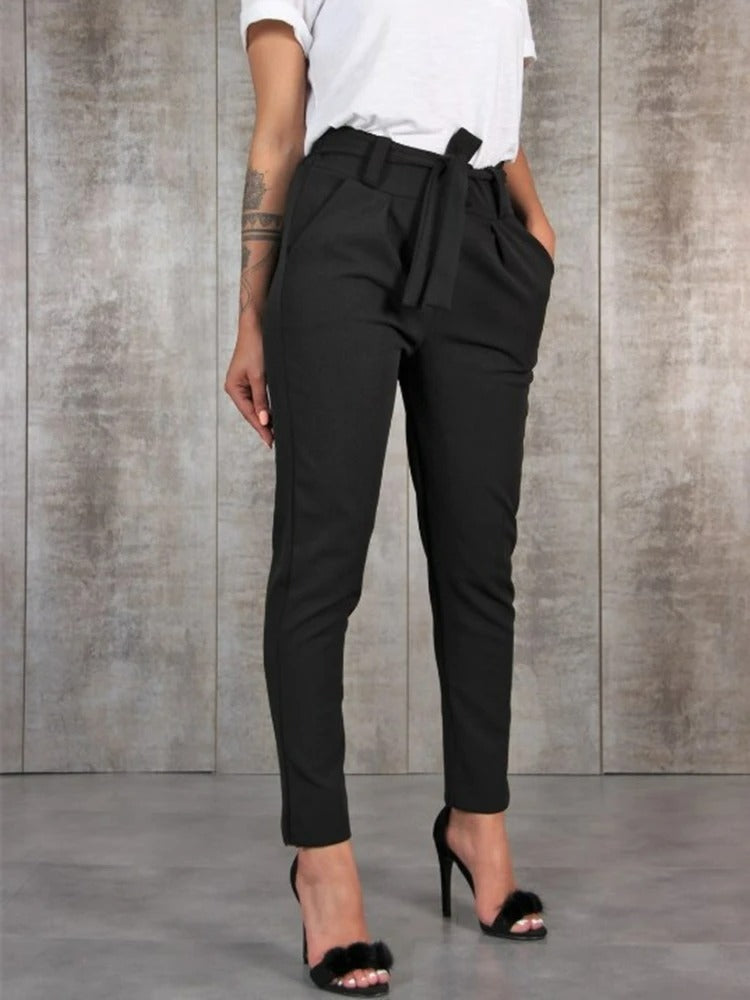 Women's Tailored Everyday Trousers – Classic High Waist Pants