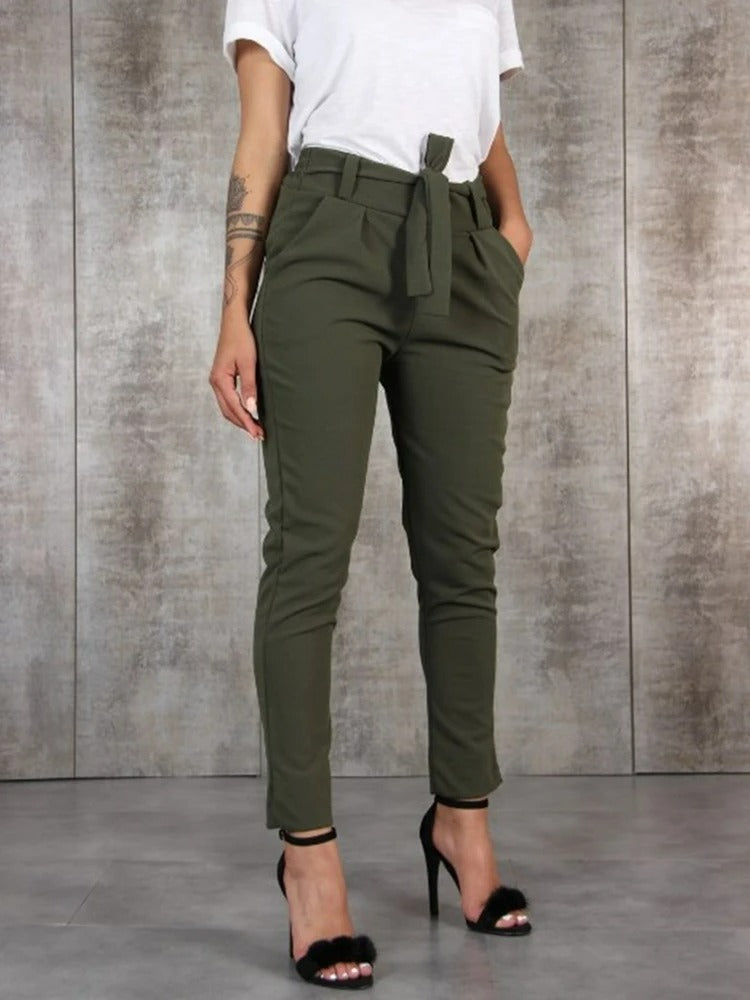 Women's Tailored Everyday Trousers – Classic High Waist Pants