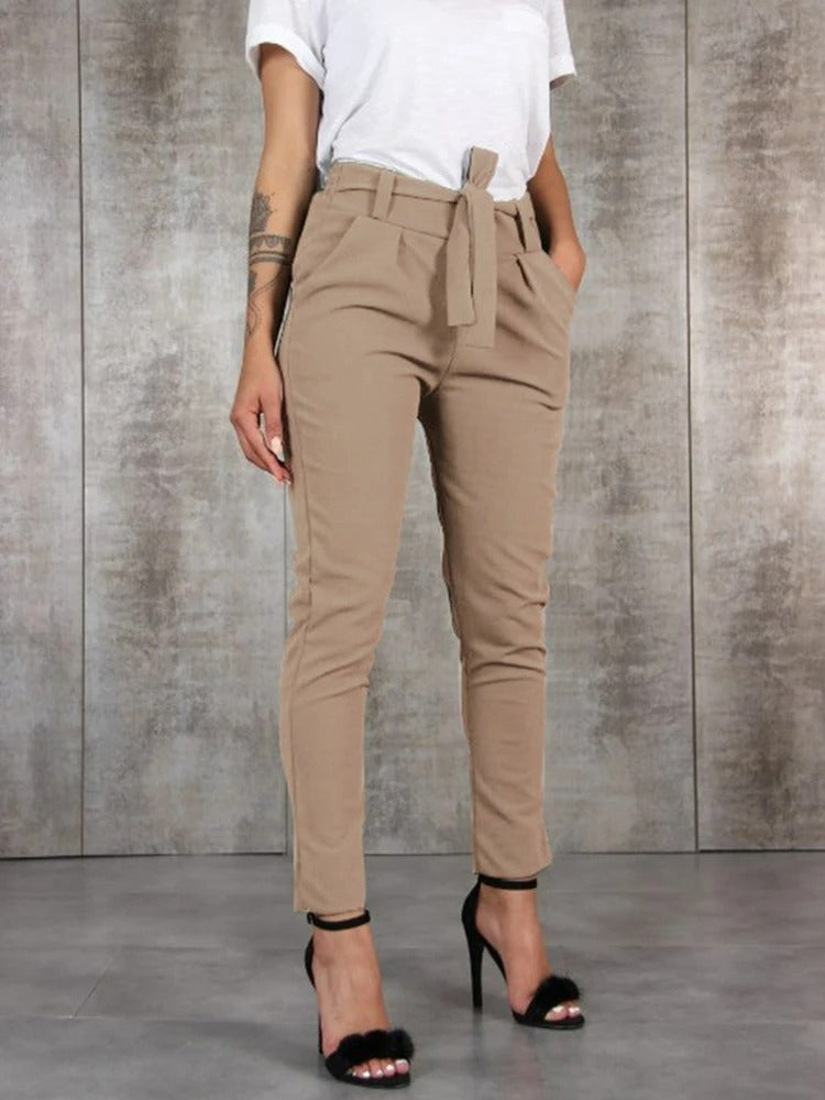 Women's Tailored Everyday Trousers – Classic High Waist Pants