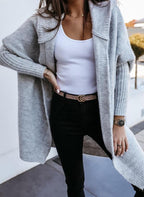 Women's Boxy Hooded Cardigan – Oversized Long Sleeve Cardigan