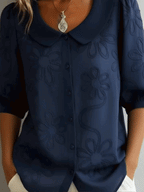 Women's Crew Neck Floral Blouse – Flowy Statement Print Blouse