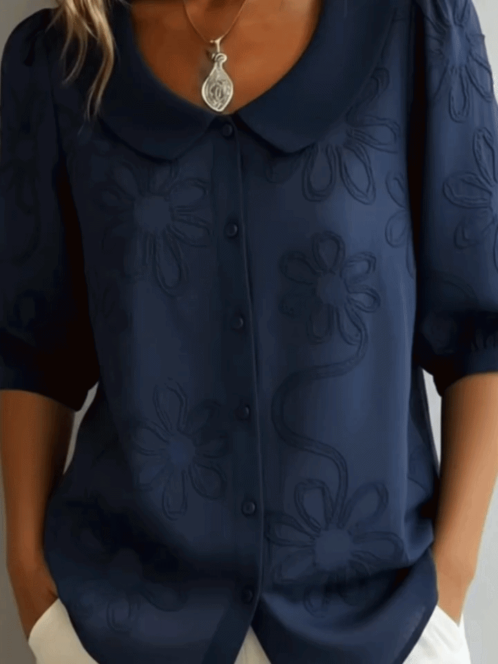 Women's Crew Neck Floral Blouse – Flowy Statement Print Blouse