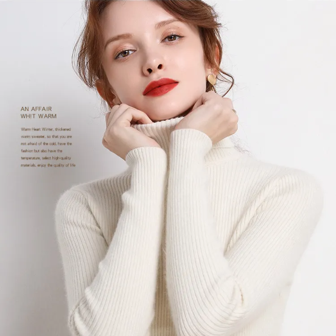 Women's Classic Roll Neck Sweater – Turtleneck Winter Knit Sweater