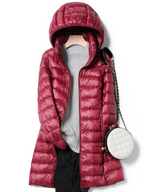 Women's Lightweight Puffer Coat – Longline Removable Hood Jacket