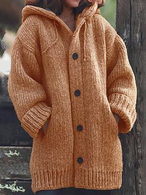 Women's Hooded Longline Cardigan – Loose Fit Open Front Cardigan