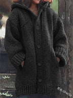 Women's Hooded Longline Cardigan – Loose Fit Open Front Cardigan