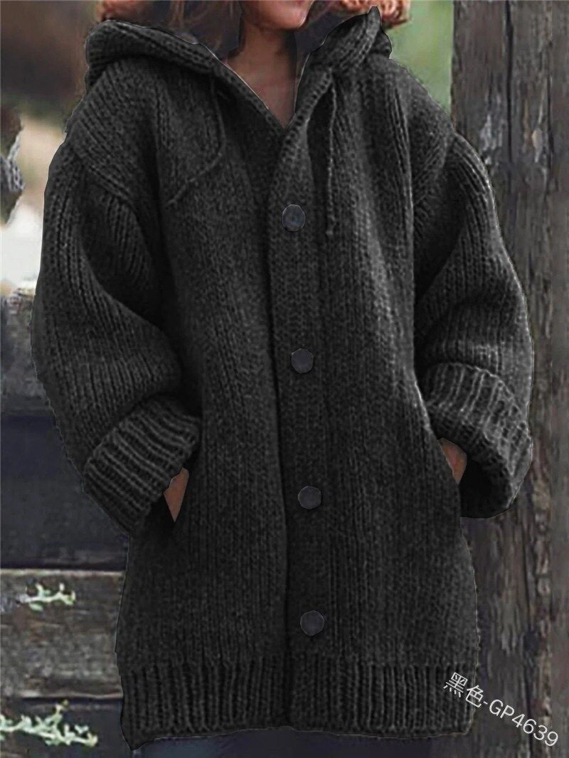 Women's Hooded Longline Cardigan – Loose Fit Open Front Cardigan