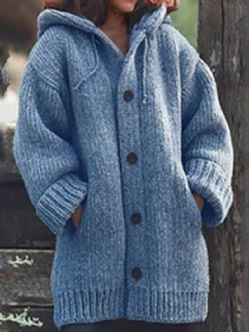 Women's Hooded Longline Cardigan – Loose Fit Open Front Cardigan