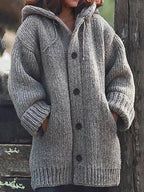 Women's Hooded Longline Cardigan – Loose Fit Open Front Cardigan