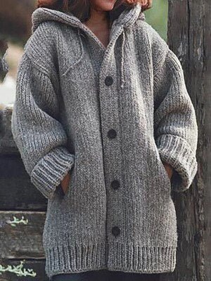 Women's Hooded Longline Cardigan – Loose Fit Open Front Cardigan