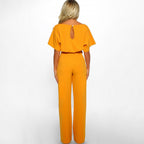 Women's Relaxed Round Neck Jumpsuit – Full Length Wide Leg Jumpsuit