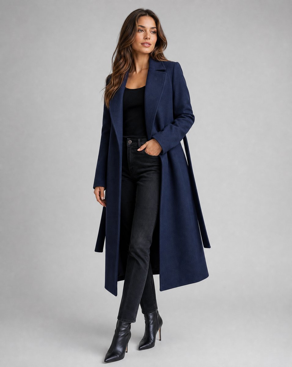 Women's Belted Trench Coat – Longline Lapel Coat