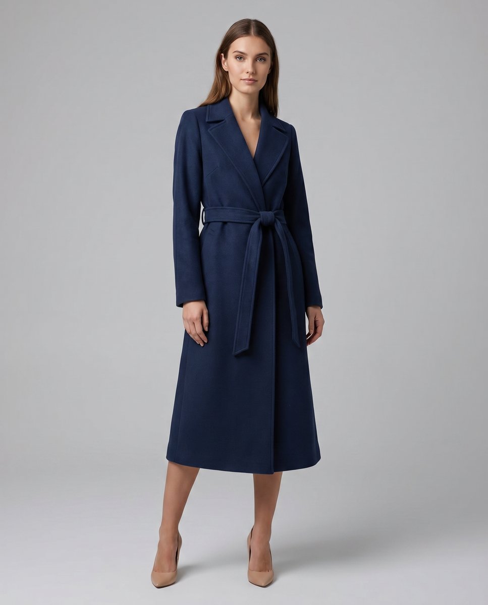 Women's Belted Trench Coat – Longline Lapel Coat