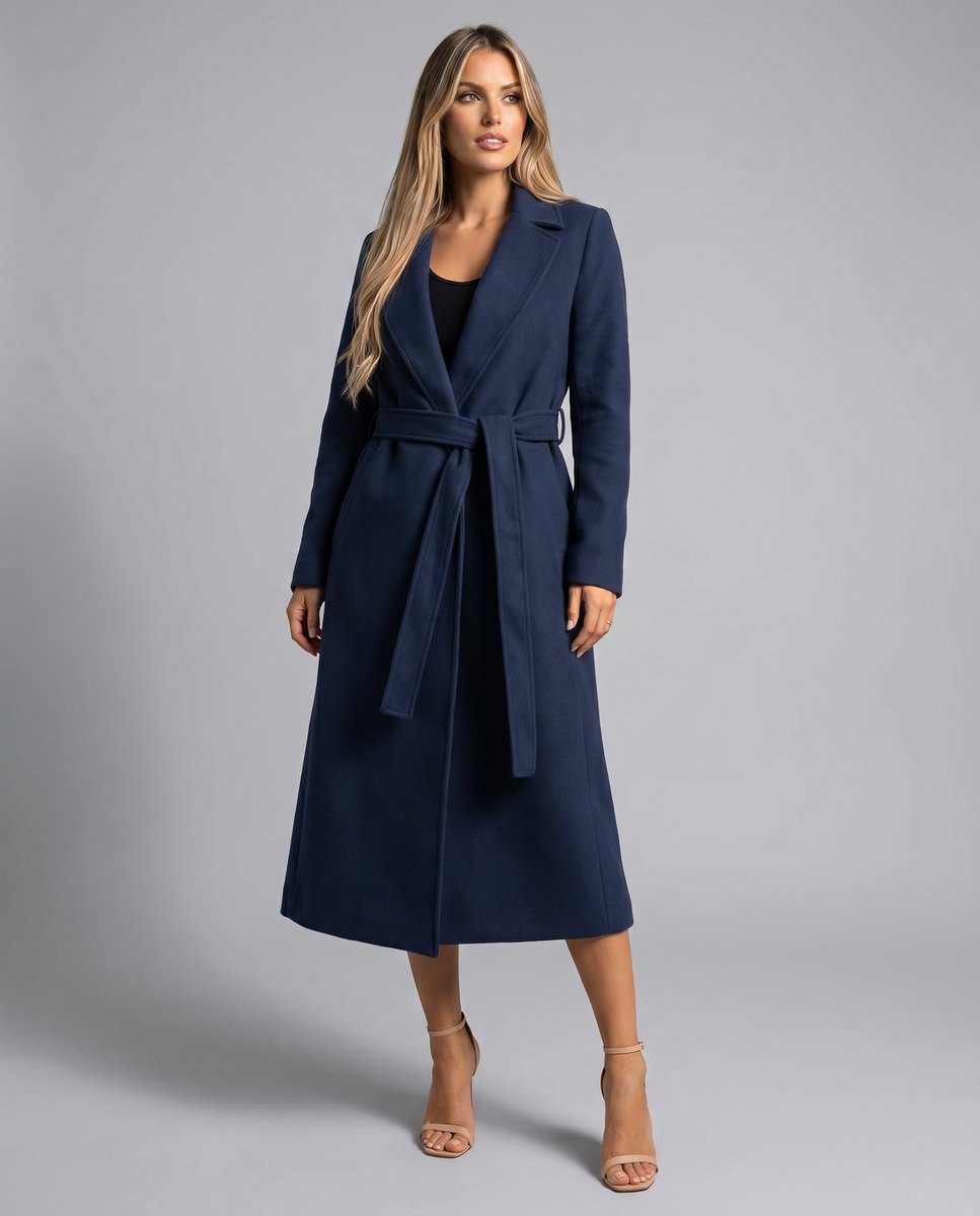 Women's Belted Trench Coat – Longline Lapel Coat