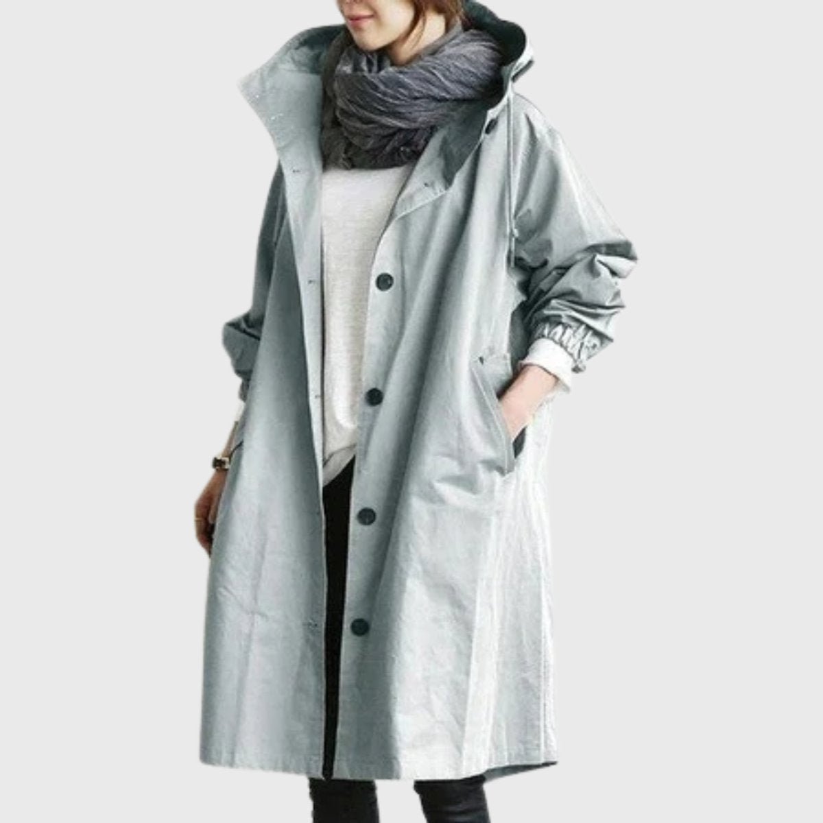 Women's Hooded Raincoat – Long Waterproof Jacket