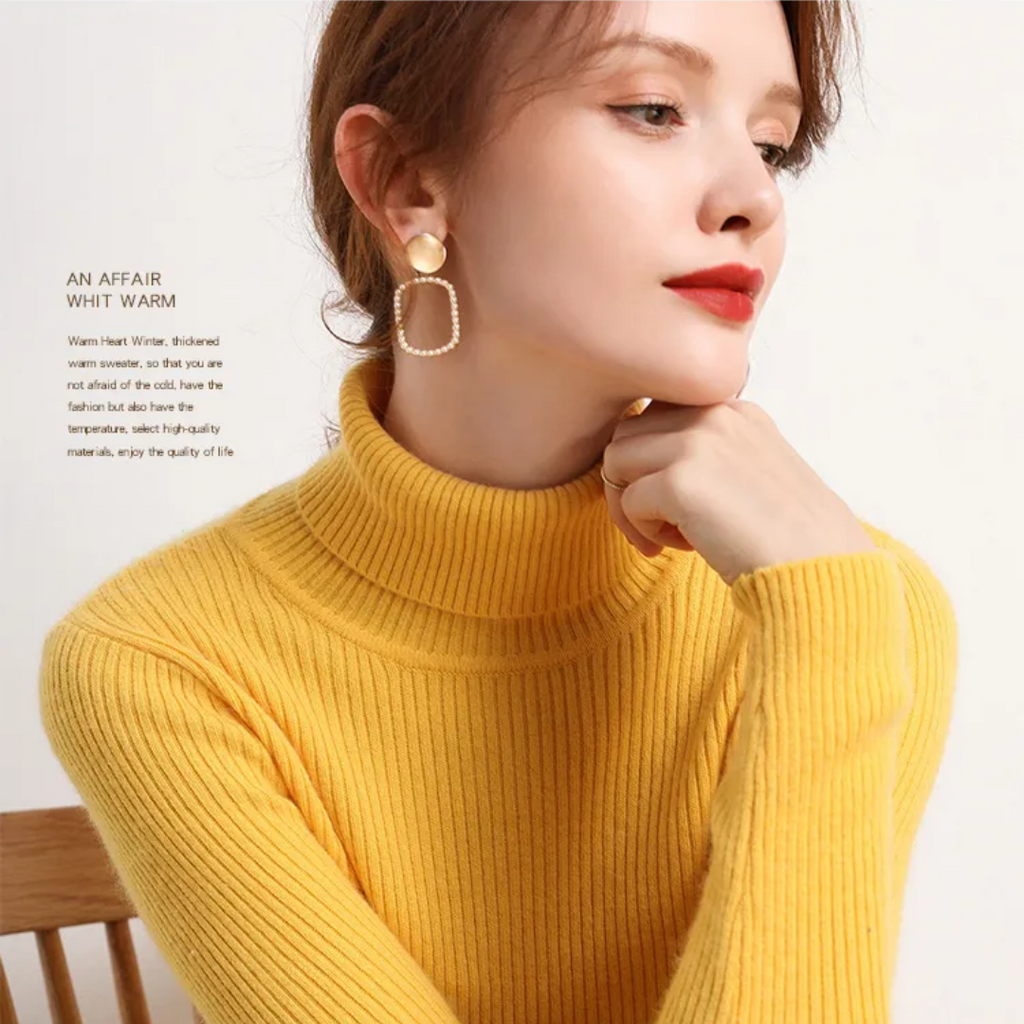 Women's Classic Roll Neck Sweater – Turtleneck Winter Knit Sweater
