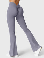 Women's High Waisted Flared Scrunch Leggings – Seamless Yoga Pants