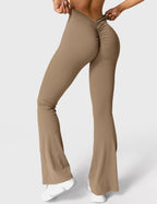 Women's High Waisted Flared Scrunch Leggings – Seamless Yoga Pants