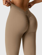 Women's High Waisted Flared Scrunch Leggings – Seamless Yoga Pants