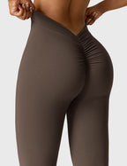 Women's High Waisted Flared Scrunch Leggings – Seamless Yoga Pants