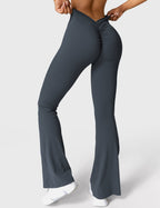 Women's High Waisted Flared Scrunch Leggings – Seamless Yoga Pants