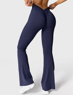 Women's High Waisted Flared Scrunch Leggings – Seamless Yoga Pants