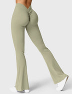 Women's High Waisted Flared Scrunch Leggings – Seamless Yoga Pants