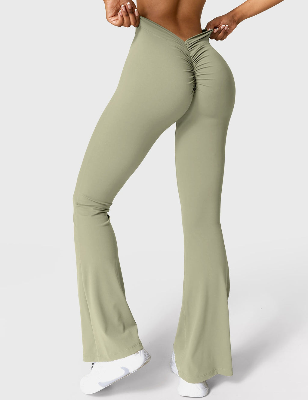 Women's High Waisted Flared Scrunch Leggings – Seamless Yoga Pants
