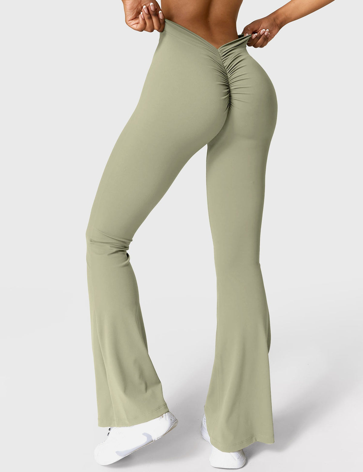 Women's High Waisted Flared Scrunch Leggings – Seamless Yoga Pants