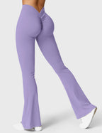 Women's High Waisted Flared Scrunch Leggings – Seamless Yoga Pants