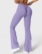 Women's High Waisted Flared Scrunch Leggings – Seamless Yoga Pants