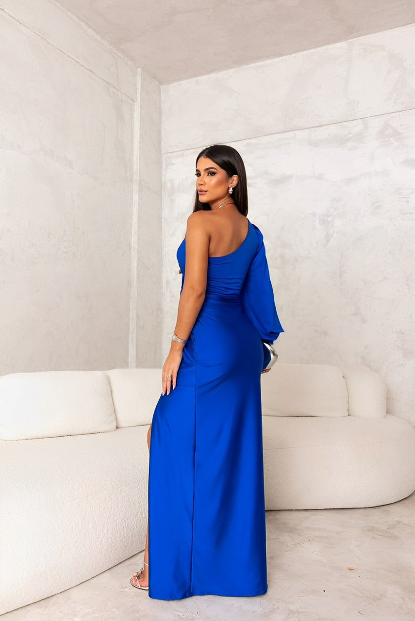 Women's Draped Wedding Guest Midi Dress – Flowy Formal Occasion Dress