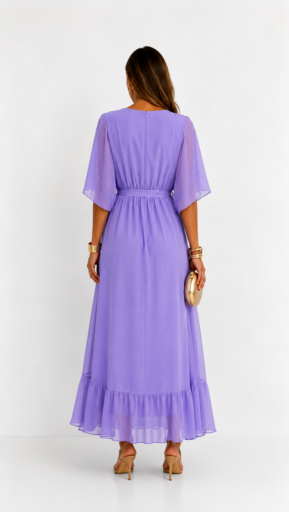 Women's Tie Waist V-Neck Wrap Dress – Flowy Cocktail Occasion Dress
