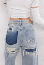 Women's Distressed Jeans – Vintage Loose Fit Jeans