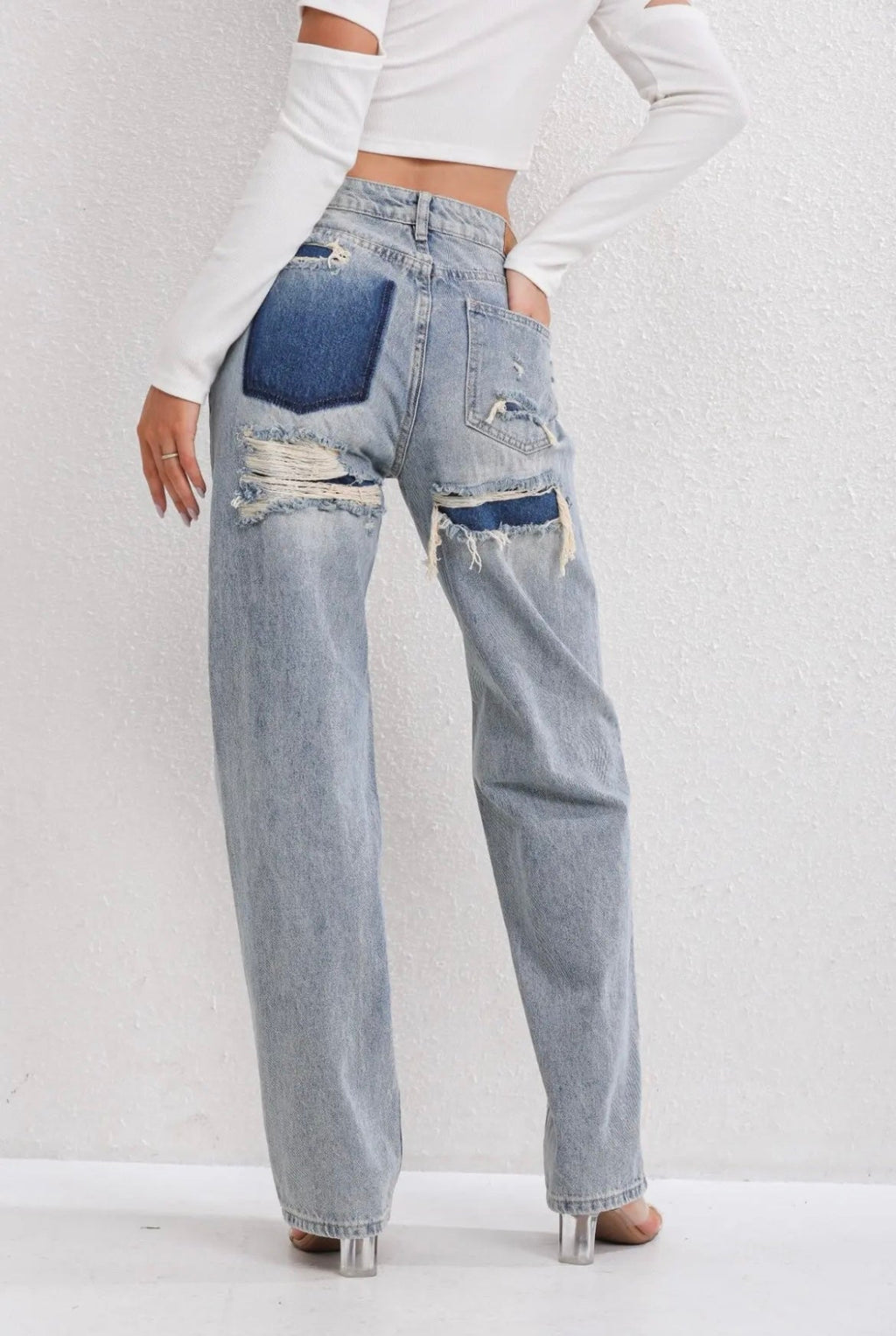 Women's Distressed Jeans – Vintage Loose Fit Jeans