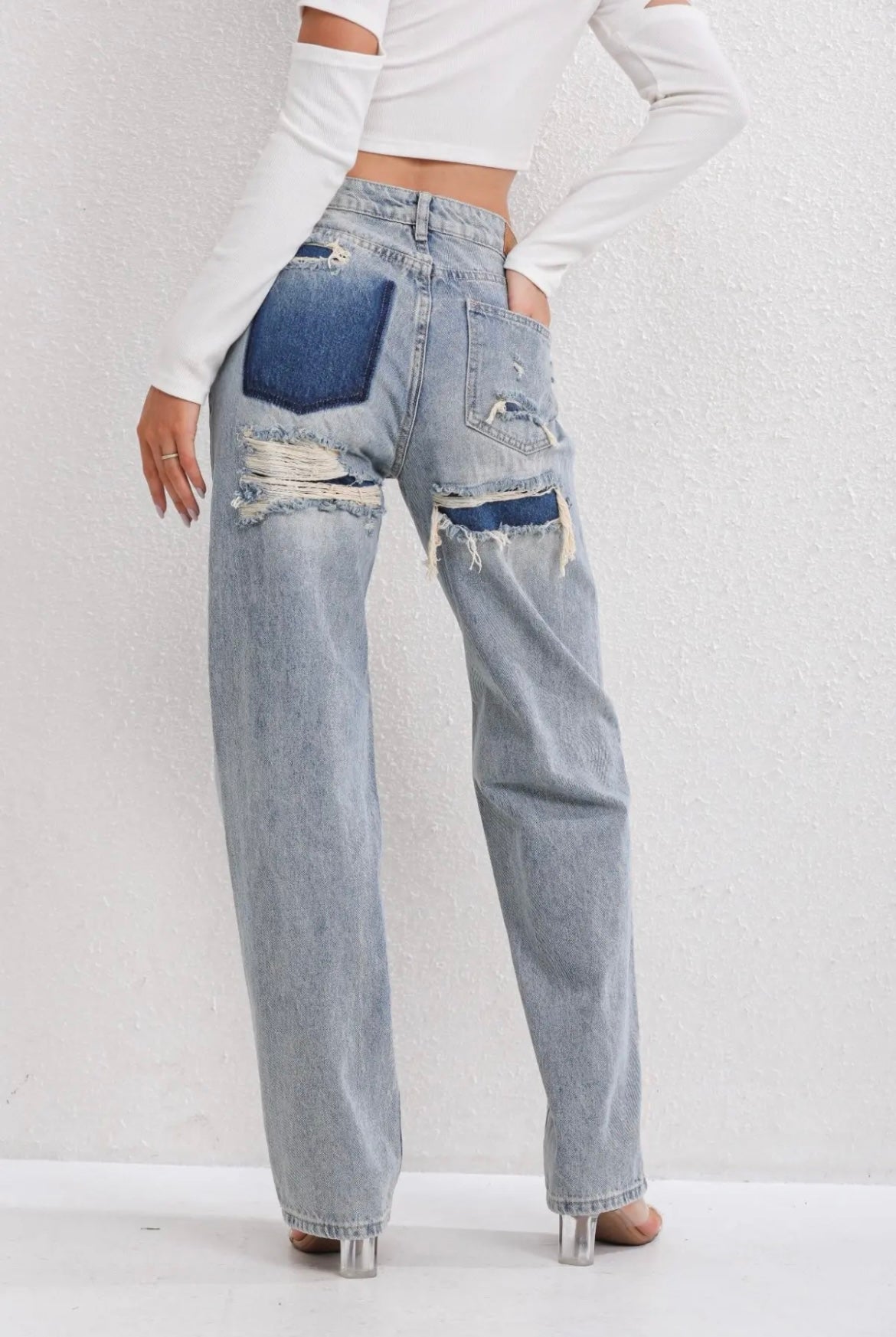 Women's Distressed Jeans – Vintage Loose Fit Jeans